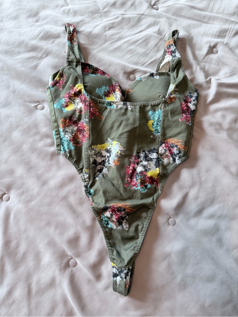 Ivy Park x Adidas Olive Floral Body Suit